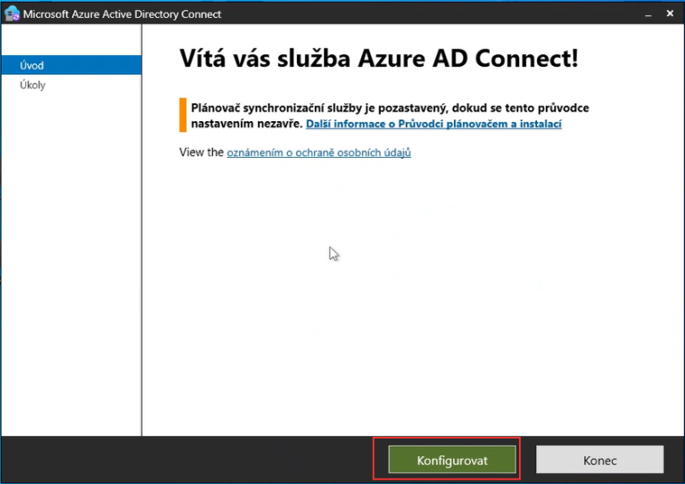 Microsoft Entra Connect - konfigurovat